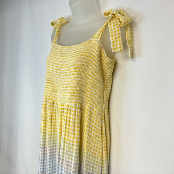 Lauren Conrad Womens Midi Sundress Sz XL Smocked Stretch Gauzy Gingham Coquette - Picture 5 of 12